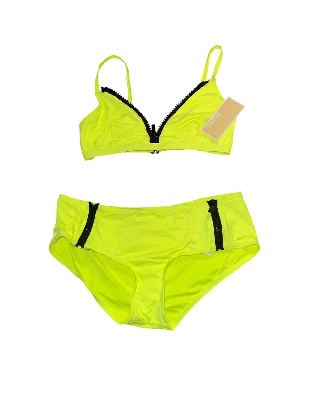 NWT MICHAEL KORS Neon, Lime, Zipper Bikini